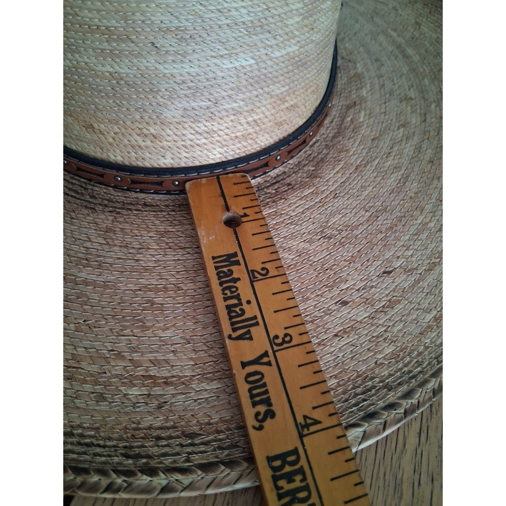 ARIAT Western Men's Fired Palm Leaf Straw Western Cowboy Hat Sun Protection Farm - Picture 11 of 16